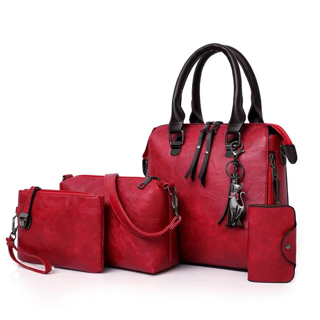 Premium Genuine Leather Kit – Handbag + Wallet + Clutch + Complimentary Toiletry Bag