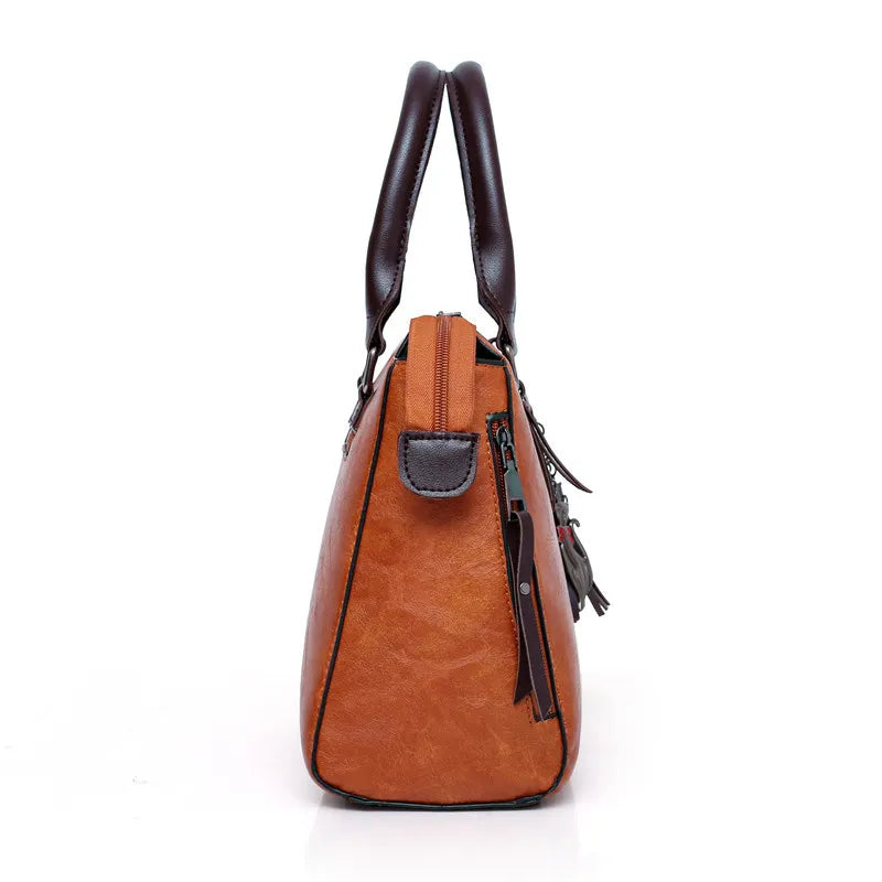 Premium Genuine Leather Kit – Handbag + Wallet + Clutch + Complimentary Toiletry Bag