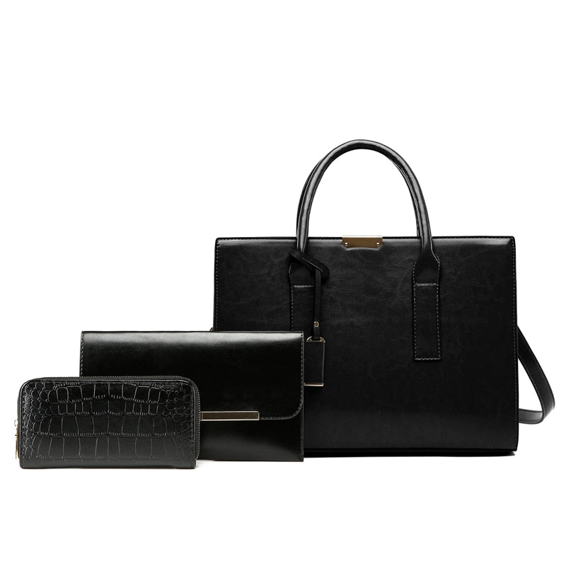 Women’s Leather Set – Handbag + 2 Wallets – Premium Bags