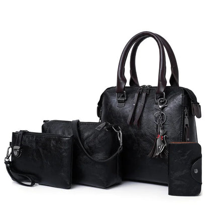 Premium Genuine Leather Kit – Handbag + Wallet + Clutch + Complimentary Toiletry Bag